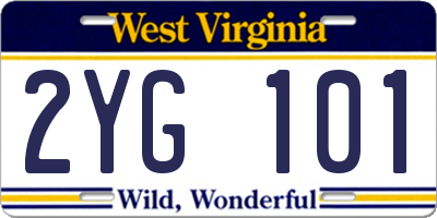 WV license plate 2YG101