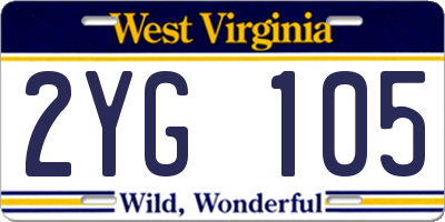 WV license plate 2YG105