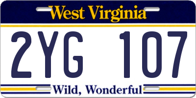 WV license plate 2YG107
