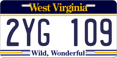 WV license plate 2YG109