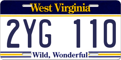 WV license plate 2YG110