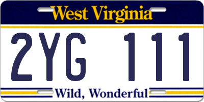 WV license plate 2YG111