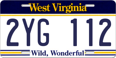 WV license plate 2YG112
