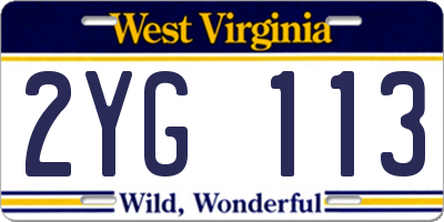 WV license plate 2YG113