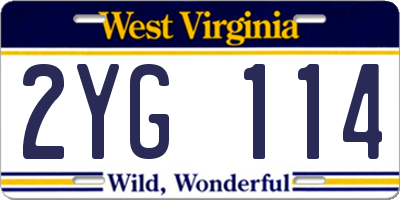 WV license plate 2YG114