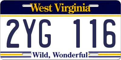 WV license plate 2YG116