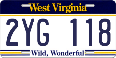 WV license plate 2YG118