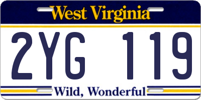 WV license plate 2YG119