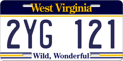 WV license plate 2YG121