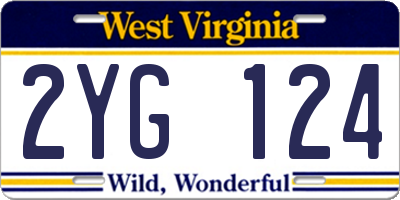 WV license plate 2YG124