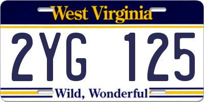 WV license plate 2YG125