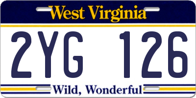 WV license plate 2YG126
