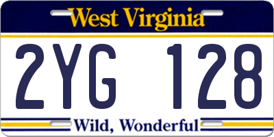 WV license plate 2YG128