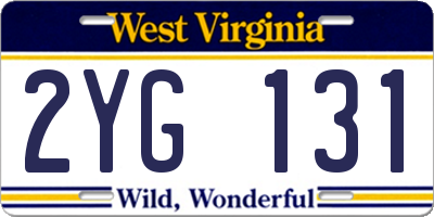 WV license plate 2YG131