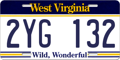 WV license plate 2YG132