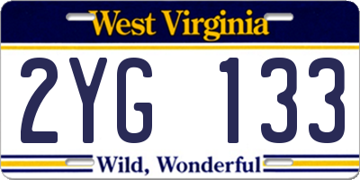 WV license plate 2YG133