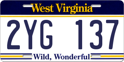 WV license plate 2YG137