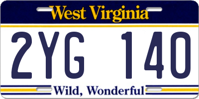WV license plate 2YG140
