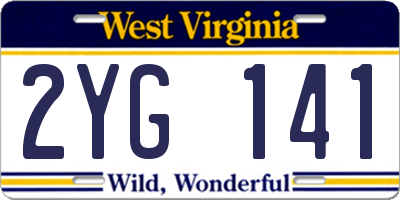 WV license plate 2YG141