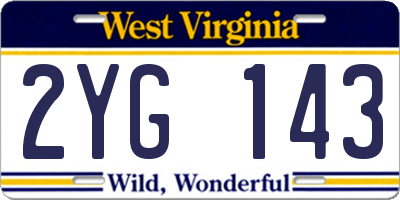 WV license plate 2YG143