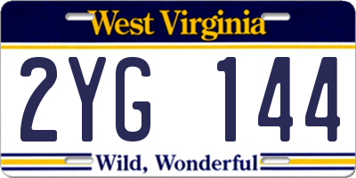 WV license plate 2YG144