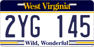 WV license plate 2YG145