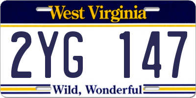 WV license plate 2YG147