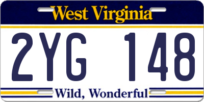WV license plate 2YG148