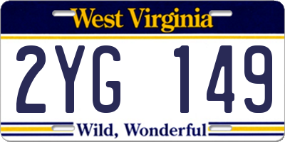 WV license plate 2YG149