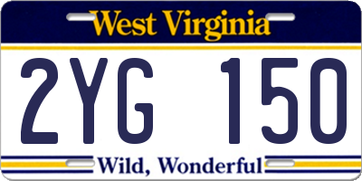 WV license plate 2YG150