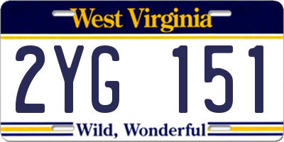 WV license plate 2YG151