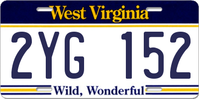WV license plate 2YG152