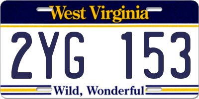 WV license plate 2YG153