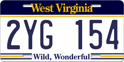 WV license plate 2YG154