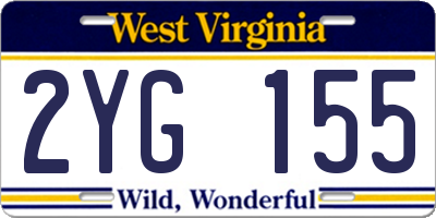 WV license plate 2YG155