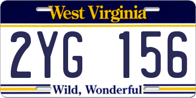 WV license plate 2YG156