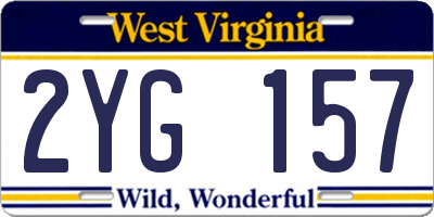 WV license plate 2YG157