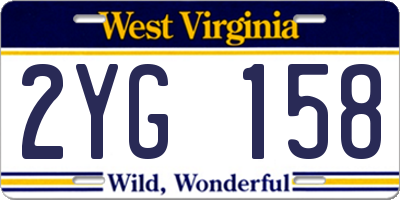 WV license plate 2YG158