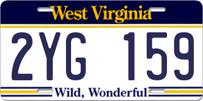 WV license plate 2YG159