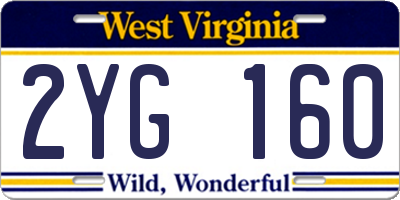 WV license plate 2YG160