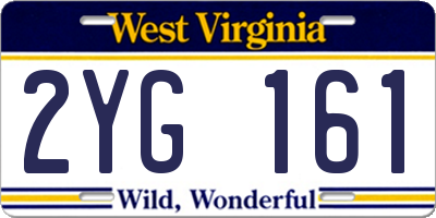 WV license plate 2YG161