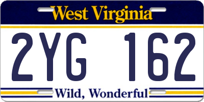 WV license plate 2YG162