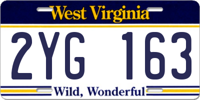 WV license plate 2YG163