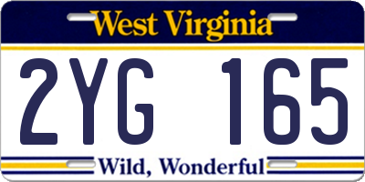 WV license plate 2YG165