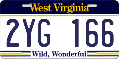 WV license plate 2YG166