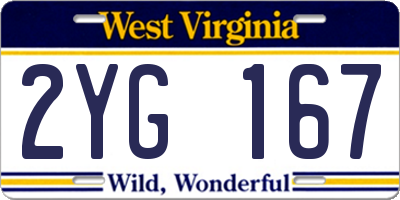 WV license plate 2YG167