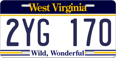 WV license plate 2YG170