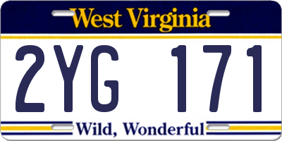 WV license plate 2YG171
