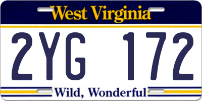 WV license plate 2YG172