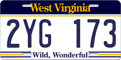WV license plate 2YG173